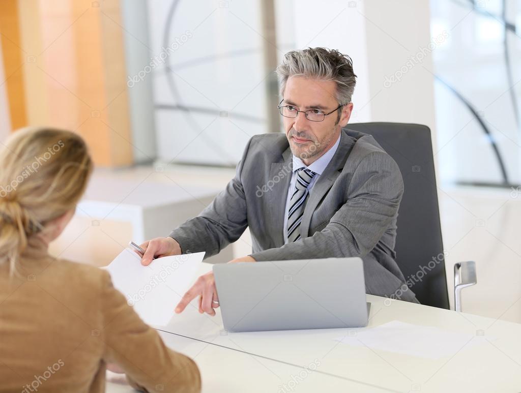 Woman meeting with banker