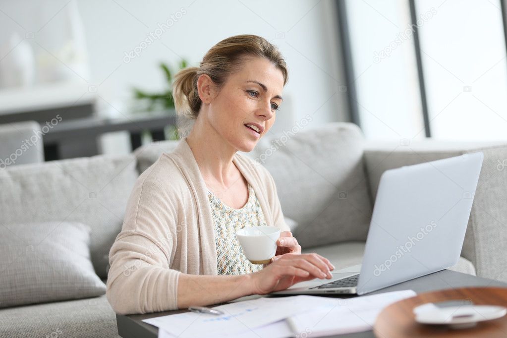 Woman working on laptop