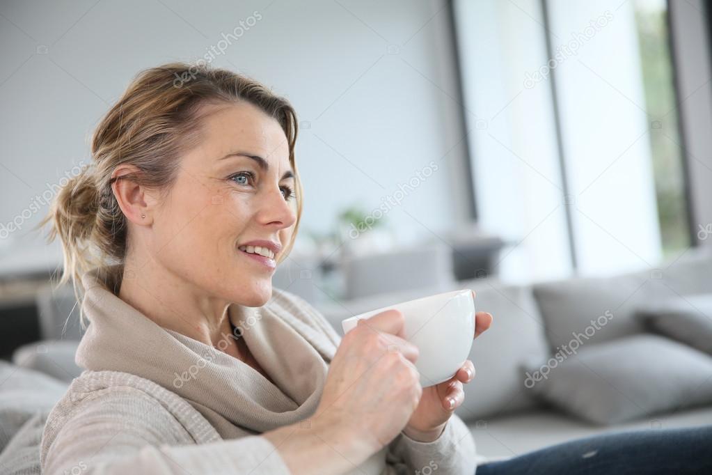 Woman drinking coffee