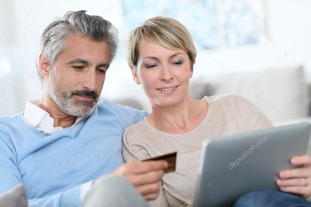 Couple e-shopping on internet