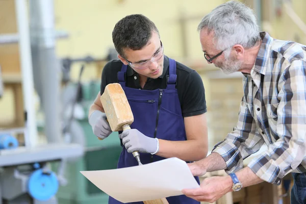 Jovem aprendiz com professor trabalhando — Fotografia de Stock