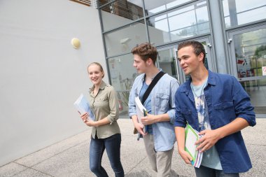 Young students walking clipart