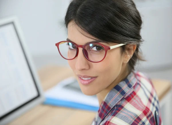 Worker with eyeglasses on posing — Stock Photo, Image