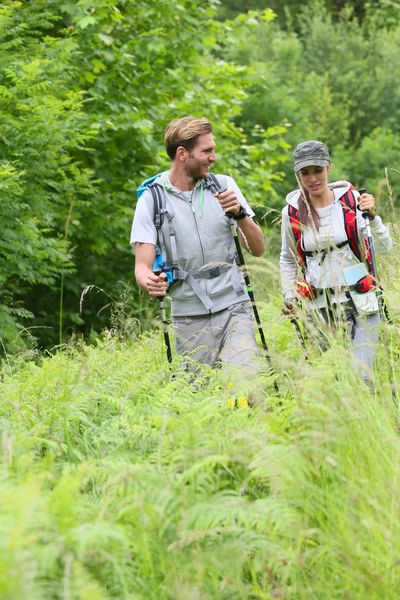 Backpacker auf Wandertour — Stockfoto