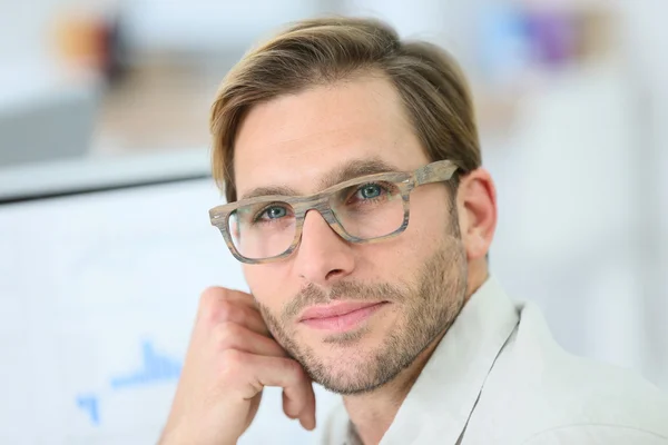 Man with mordern eyeglasses on — Stock Photo, Image