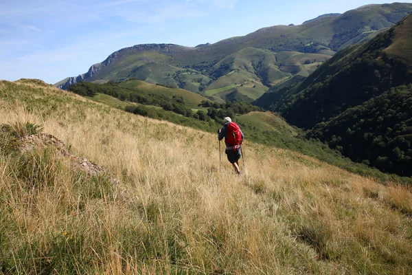 Uzun yürüyüşe çıkan kimse Dağları'nda bir yolculuğa — Stok fotoğraf