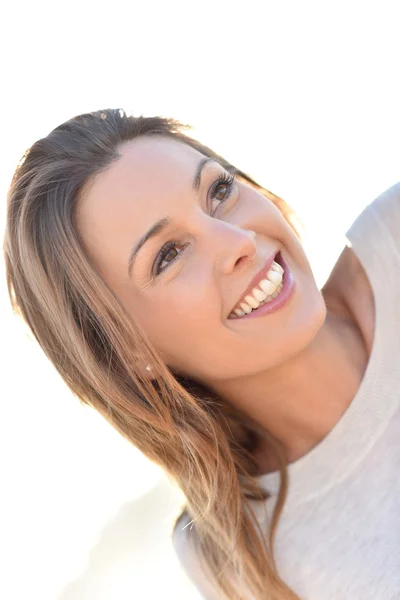 Cheerful natural woman smiling — Stock Photo, Image