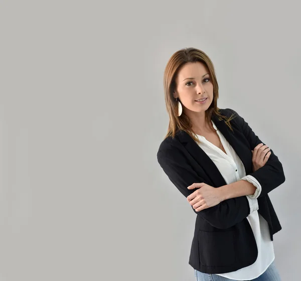 Stylish woman with arms crossed — Stock Photo, Image