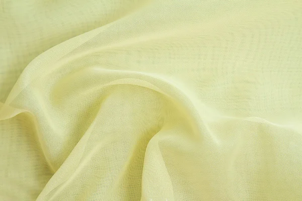 Yellow Crumpled Fabric Background Light Airy Transparent Fabric Texture Fabric — Stock Photo, Image