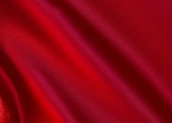 Buruşuk Kırmızı Kumaş Arkaplan Kumaşın Ipeksi Saten Dokusu Tasarım Için — Stok fotoğraf