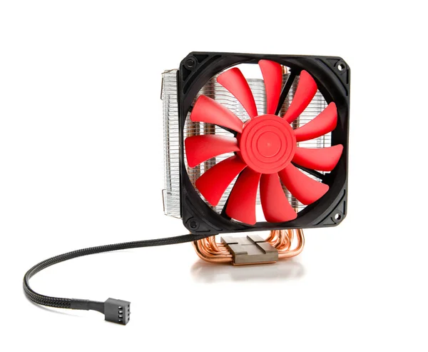 CPU cooler with fan and heat pipe isolated on white background — Stock Photo, Image