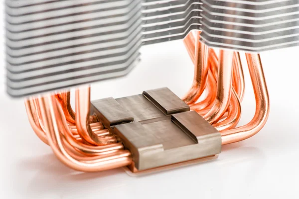 The base of the CPU cooler and the heat pipes — Stock Photo, Image