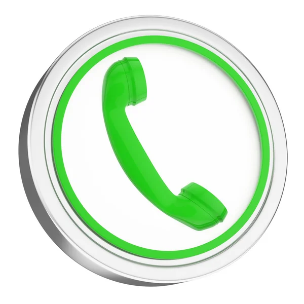 3D-knoop van het pictogram van de groene telefoon — Stockfoto