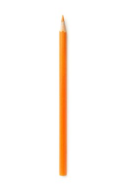 Orange Pencil isolated on white background. Top view.