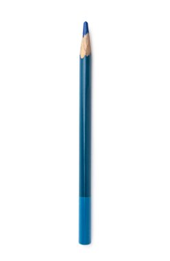 Blue Pencil isolated on white background. Top view.