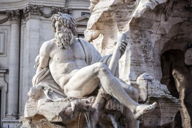 Piazza Navona, Roma, Ital, dört Irmak closeup Çeşmesi