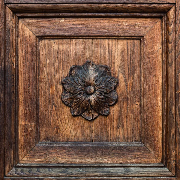 Closeup of wooden frame with floral element. — Stock Photo, Image