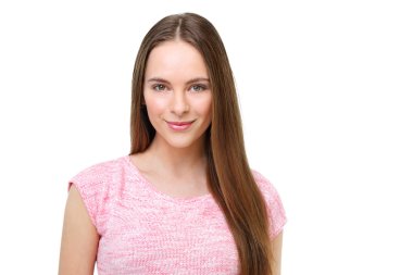 Güzel genç model portre üzerinde beyaz izole.