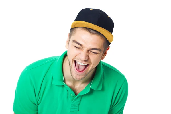 El rostro feliz del hombre joven - aislado en blanco . — Foto de Stock