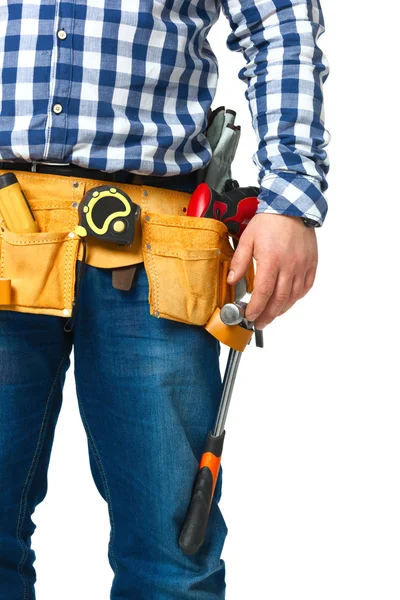 Construction builder tools and belt closeup. — Stock Photo, Image