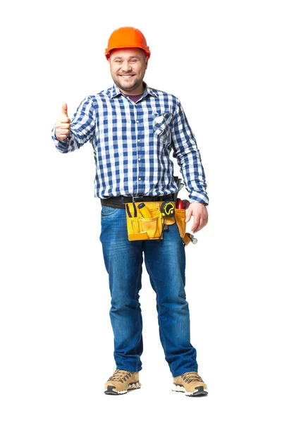 Portrait of construction builder isolated on white. — Stock Photo, Image