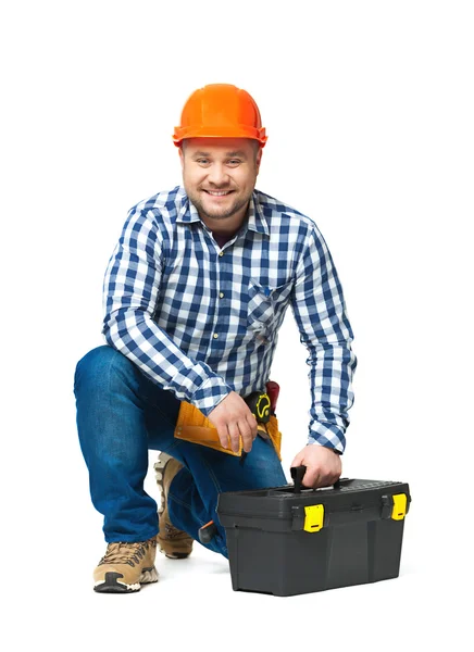 Retrato de constructor aislado en blanco . — Foto de Stock