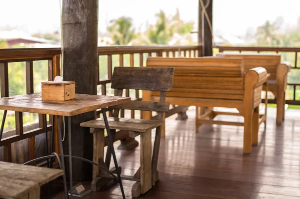 Wooden tables and chairs. — Stock Photo, Image