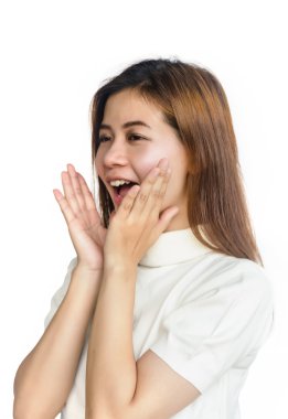 sözlü çağrı el hareketi içinde Asyalı kadın.