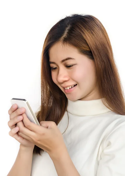 Vrouw met smartphone. — Stockfoto