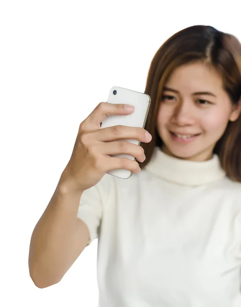 Vrouw met smartphone. — Stockfoto