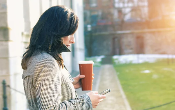 実業家は、彼女の携帯電話を使用してください。 — ストック写真