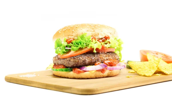 Гамбургер - домашний бургер из свежих овощей — стоковое фото