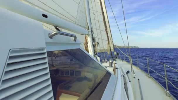 Big Sailboat cruising the ocean on a sunny day — Stock Video