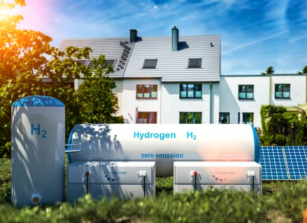 Hidrogén Megújuló Energia Előállítása Hidrogéngáz Tiszta Villamos Energiáért Magántulajdonban Lévő — Stock Fotó