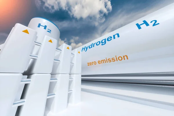 Producción Energía Renovable Hidrógeno Gas Hidrógeno Para Instalaciones Solares Eólicas — Foto de Stock