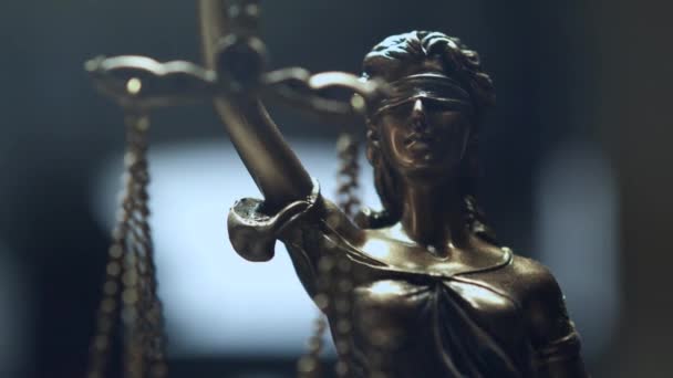 Socha Spravedlnosti Dáma Spravedlnosti Justitia Římská Bohyně Spravedlnosti — Stock video