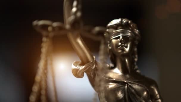 Justitieministern Justitia Den Romerska Rättvisans Gudinna — Stockvideo