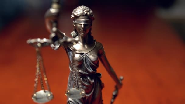 Igazságügyi Szobor Lady Justice Vagy Iustitia Justitia Igazságszolgáltatás Római Istennője — Stock videók