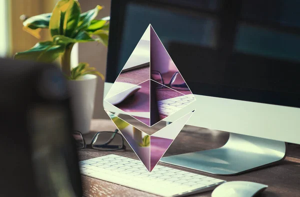 Eth Ethereum Säkerhet Dator Kryptering Koncept För Online Bank Och — Stockfoto