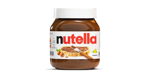 2021年7月7日 意大利费雷罗公司于1964年推出了一种受欢迎的品牌 名为Nutella 是一种甜榛子可可的流行品牌 该公司在2021年庆祝了该公司成立75周年 — 图库照片