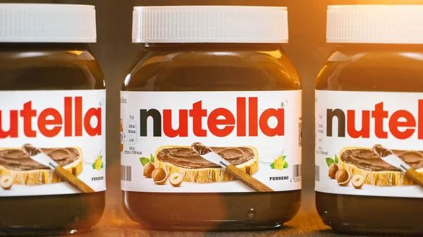 Aachen Niemcy Jan 2021 Pot Nutella Popularna Marka Słodzonego Kakao — Zdjęcie stockowe