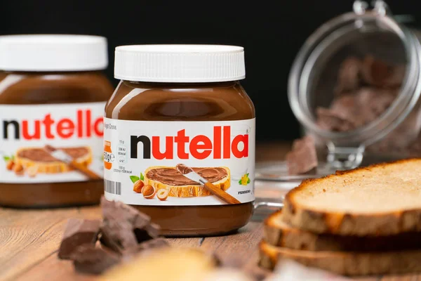 Аашен Германия Jan 2021 Горшок Nutella Популярный Бренд Подслащенного Лесного — стоковое фото