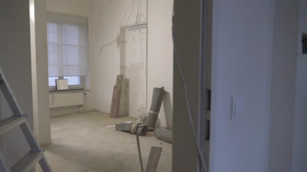 Old Real Estate Apartment Prepared Ready Renovate — Stock Video