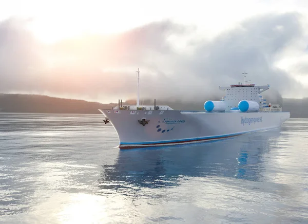 Liqiud Wasserstoff Erneuerbare Energie Behältern Lh2 Wasserstoffgas Für Sauberen Seeverkehr — Stockfoto