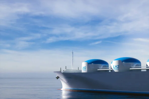 Liqiud Hydrogen Renewable Energy Vessel Lh2 Hydrogen Gas Clean Sea — Stock Photo, Image