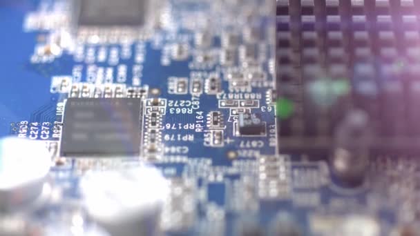 Circuit board with electric components — Stock Video