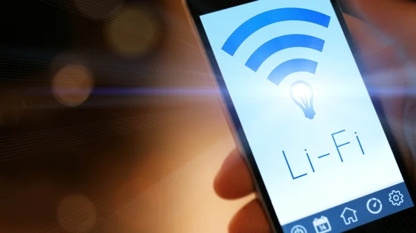 Man activating Li-Fi High speed connection — Stock Photo, Image