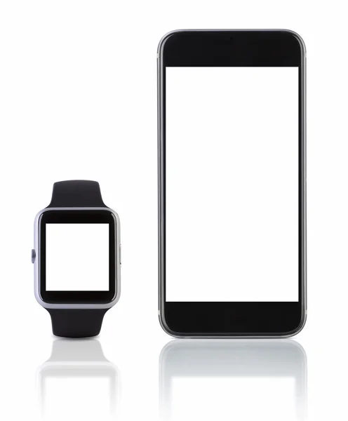 Smart watch sport with Smartphone on white — Stock Photo, Image