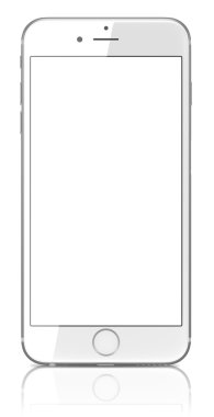 Yeni gümüş iphone 6 artı IOS 8 ile ana ekranda gösterilen