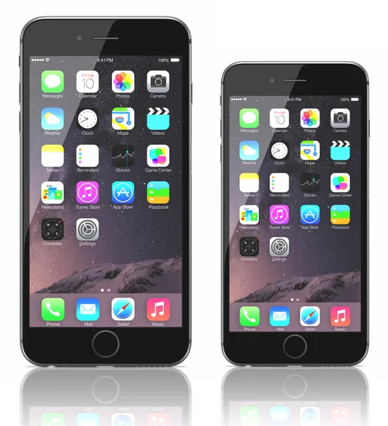 Utrymme grå iphone 6 plus och iphone 6 — Stockfoto